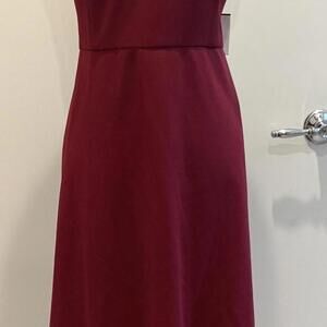 Burgundy Halter Dress with High-Low Hem
